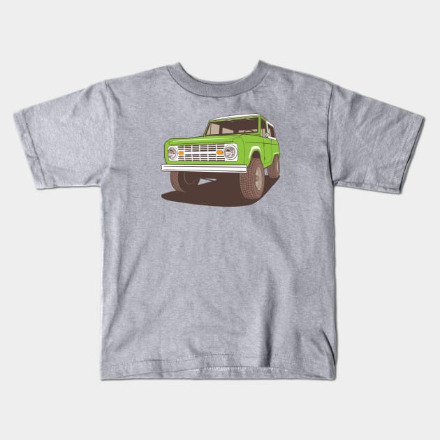 GREEN BRONCO Kids T-Shirt by OldSkoolDesign